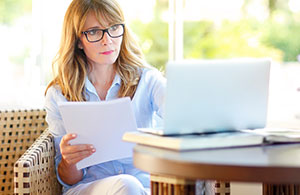 Woman reviewing documents