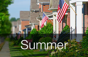 Homes with American flags 