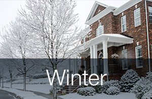 House and yard covered in snow